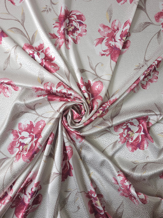 Champagne Floral Polka Satin Jacquard