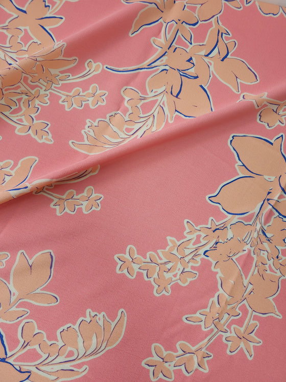 Pink/Peach Floral Viscose Crepe