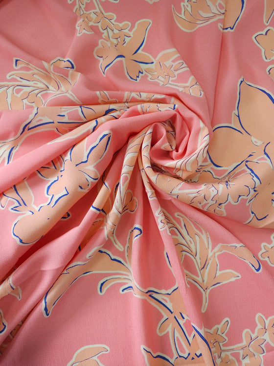 Pink/Peach Floral Viscose Crepe