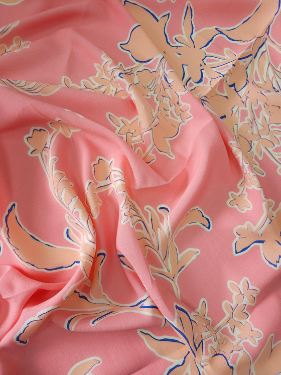 Pink/Peach Floral Viscose Crepe