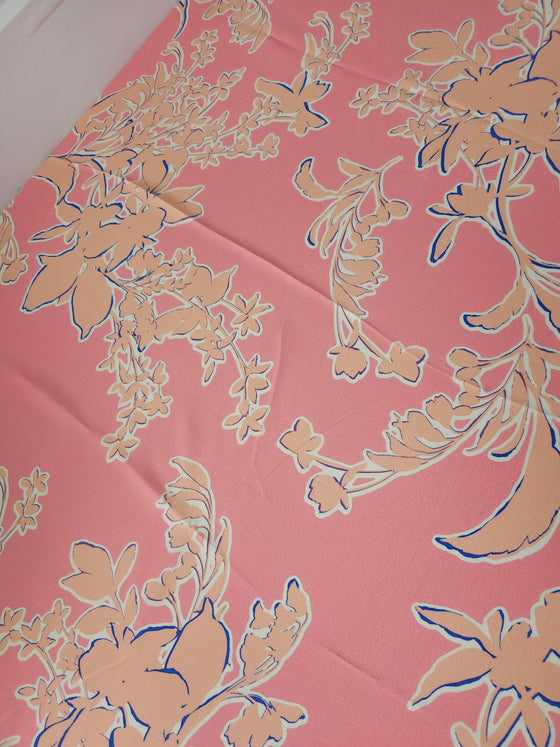 Pink/Peach Floral Viscose Crepe