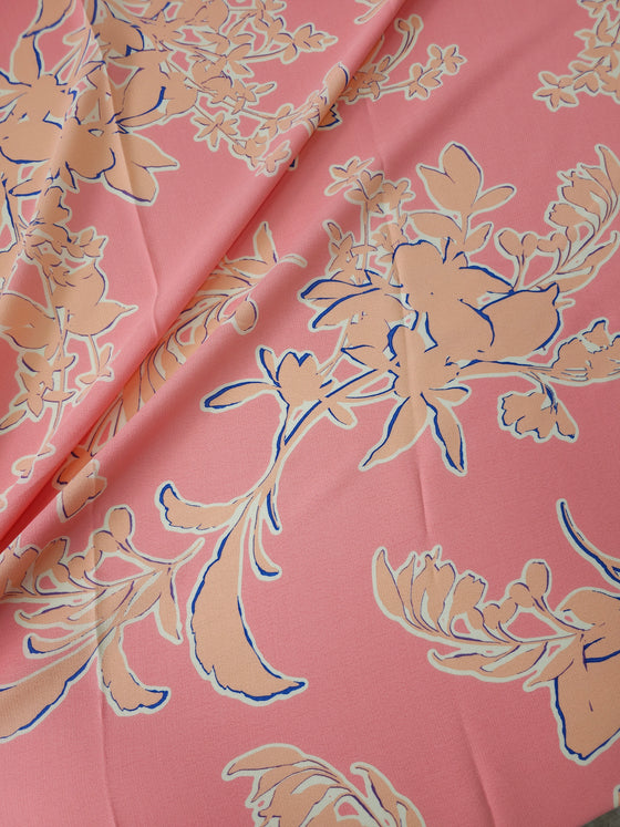 Pink/Peach Floral Viscose Crepe
