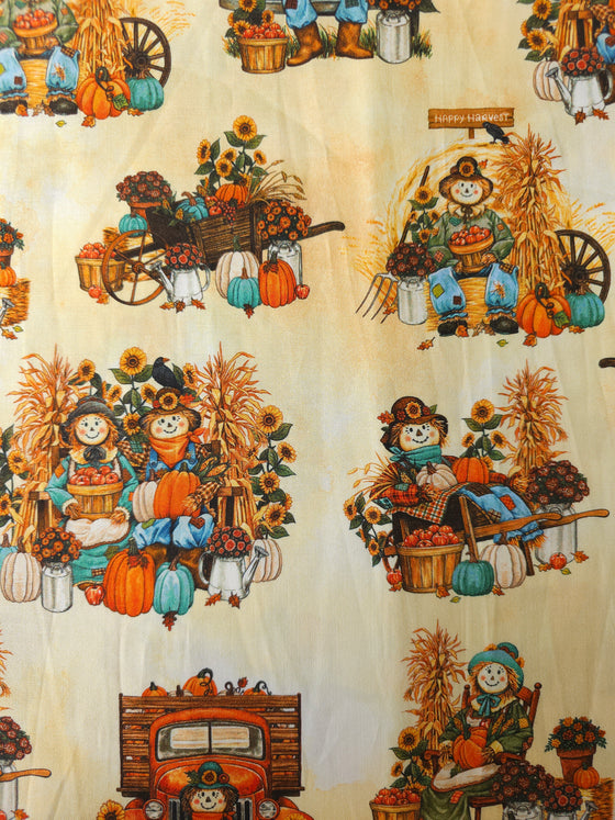 Scarecrow Pumpkin Farmer 100% Cotton