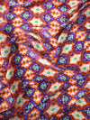 Orange/Purple Abstract Damask Viscose Satin