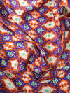 Orange/Purple Abstract Damask Viscose Satin