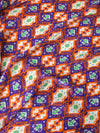 Orange/Purple Abstract Damask Viscose Satin