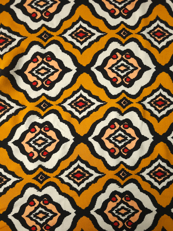 Deep Mustard Aztec Viscose Crepe