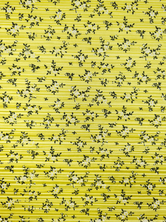 Yellow Ditsy Floral Poly Plisse