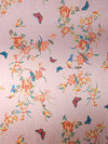 Pink Butterfly Floral Stripe Polka Satin Jacquard