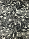Black Embroidered Abstract Cotton Voile
