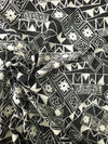 Black Embroidered Abstract Cotton Voile