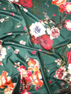 Forest Green Floral Polka Satin Jacquard
