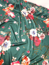 Forest Green Floral Polka Satin Jacquard