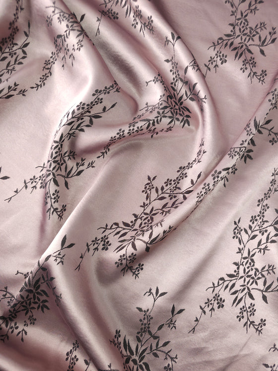 Blush Mauve Floral Satin Jacquard Stretch