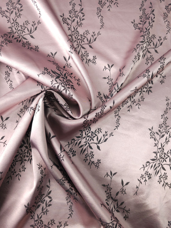 Blush Mauve Floral Satin Jacquard Stretch