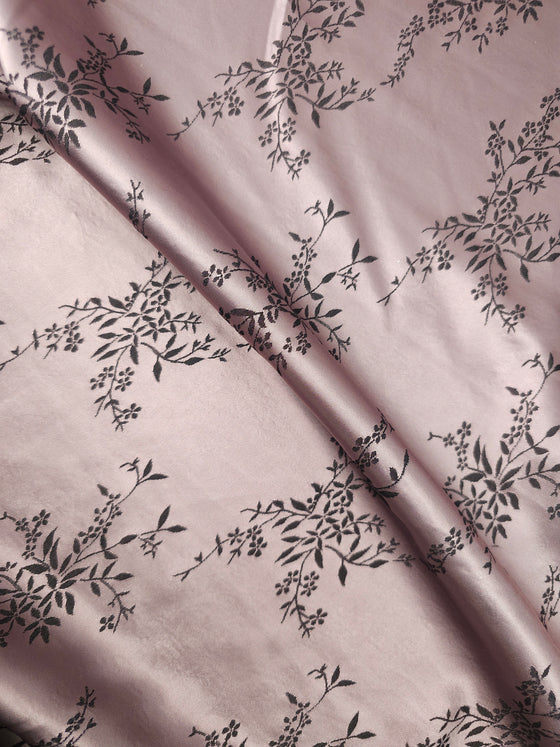 Blush Mauve Floral Satin Jacquard Stretch