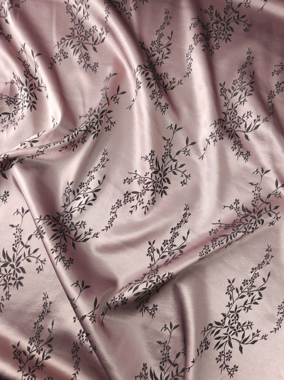 Blush Mauve Floral Satin Jacquard Stretch