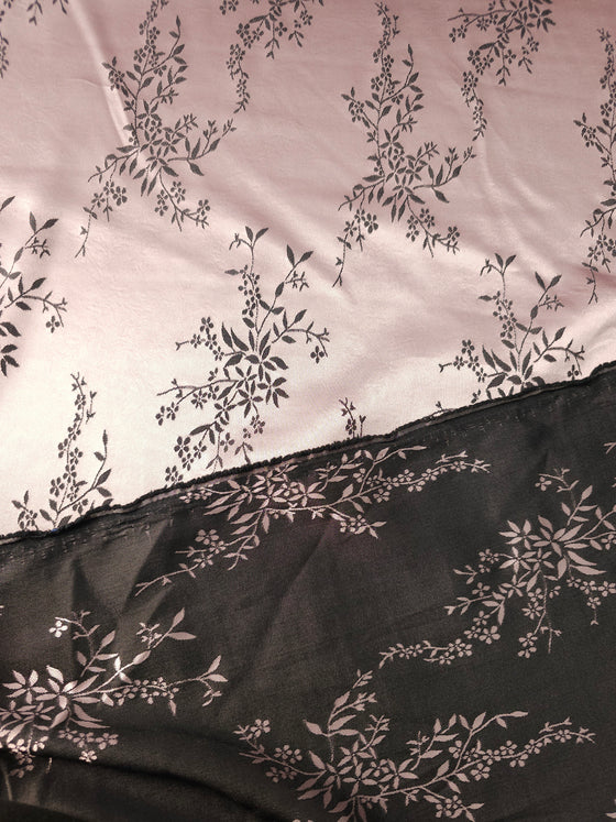 Blush Mauve Floral Satin Jacquard Stretch