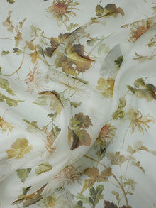  White Floral Silk Crepe De Chine
