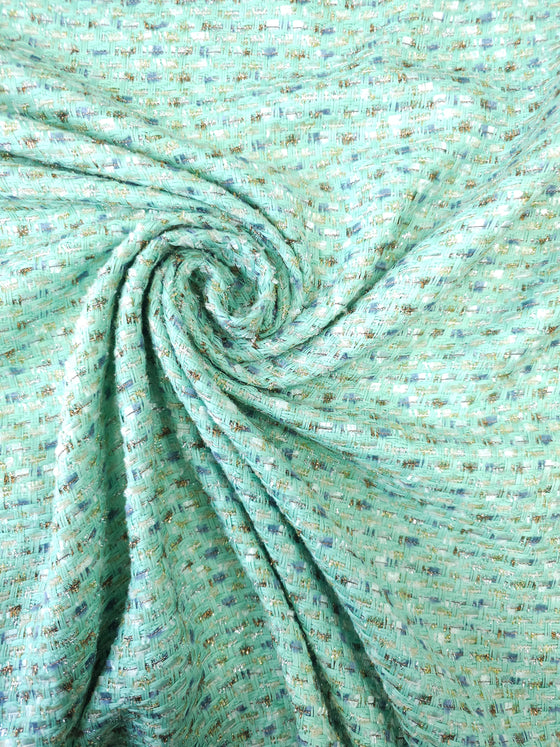 Mint Blue Lurex Boucl