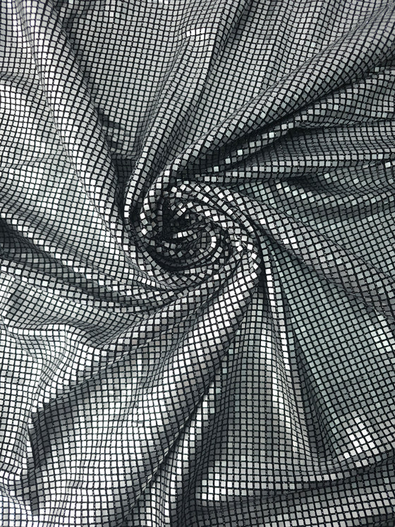 Silver Mini Square Sequin Jersey
