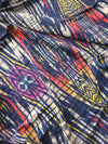 Navy Abstract Stripe Cotton Velvet Burnout