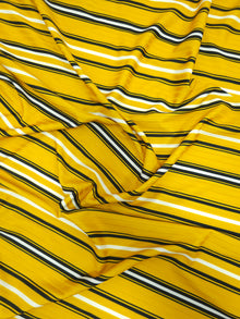  Ribbed Mustard Stripe Poly Jersey