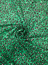 Green Leopard Print Poly Crinkled Jersey