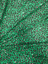 Green Leopard Print Poly Crinkled Jersey