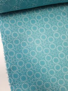  Teal Embroidered-Look Floral Cotton Voile