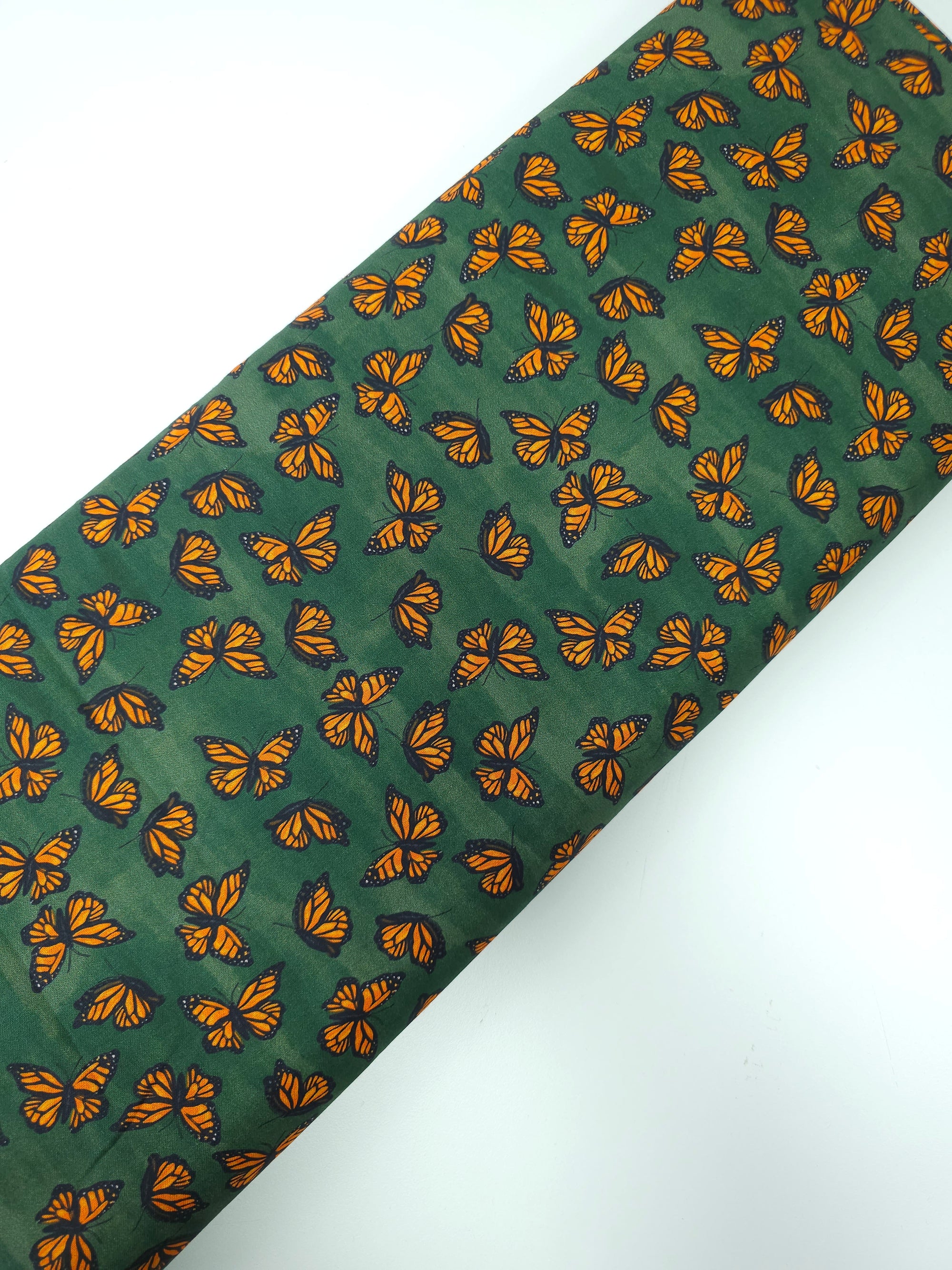 Khaki/Orange Ditsy Butterfly Cotton - Joann