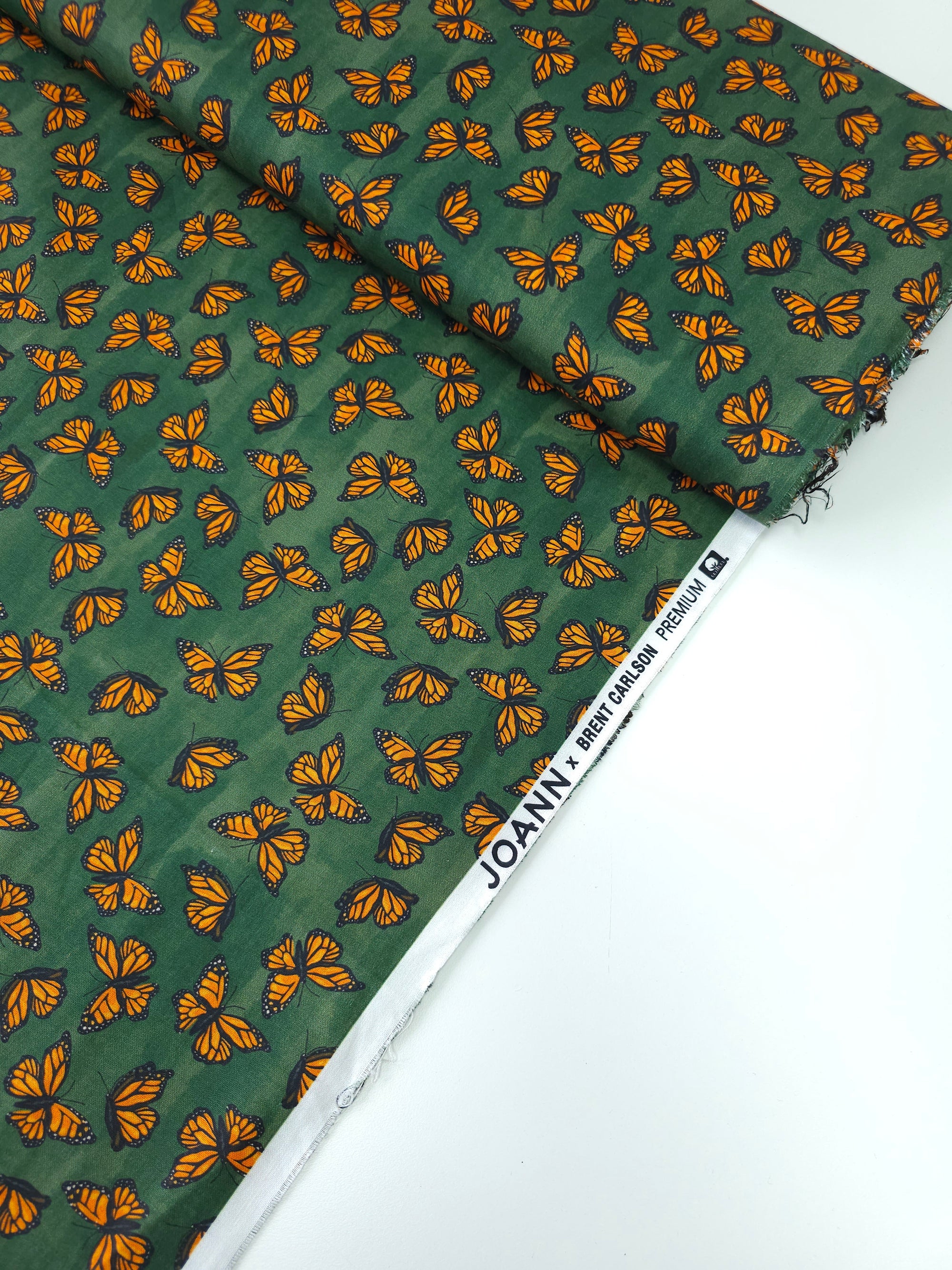 Khaki/Orange Ditsy Butterfly Cotton - Joann