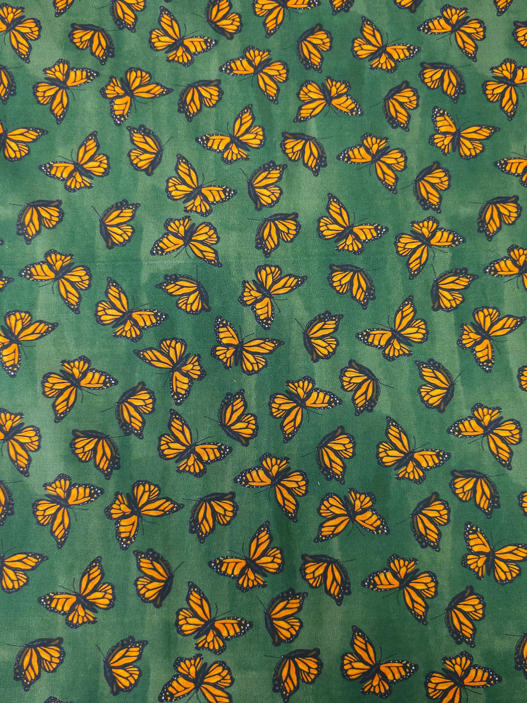 Khaki/Orange Ditsy Butterfly Cotton - Joann