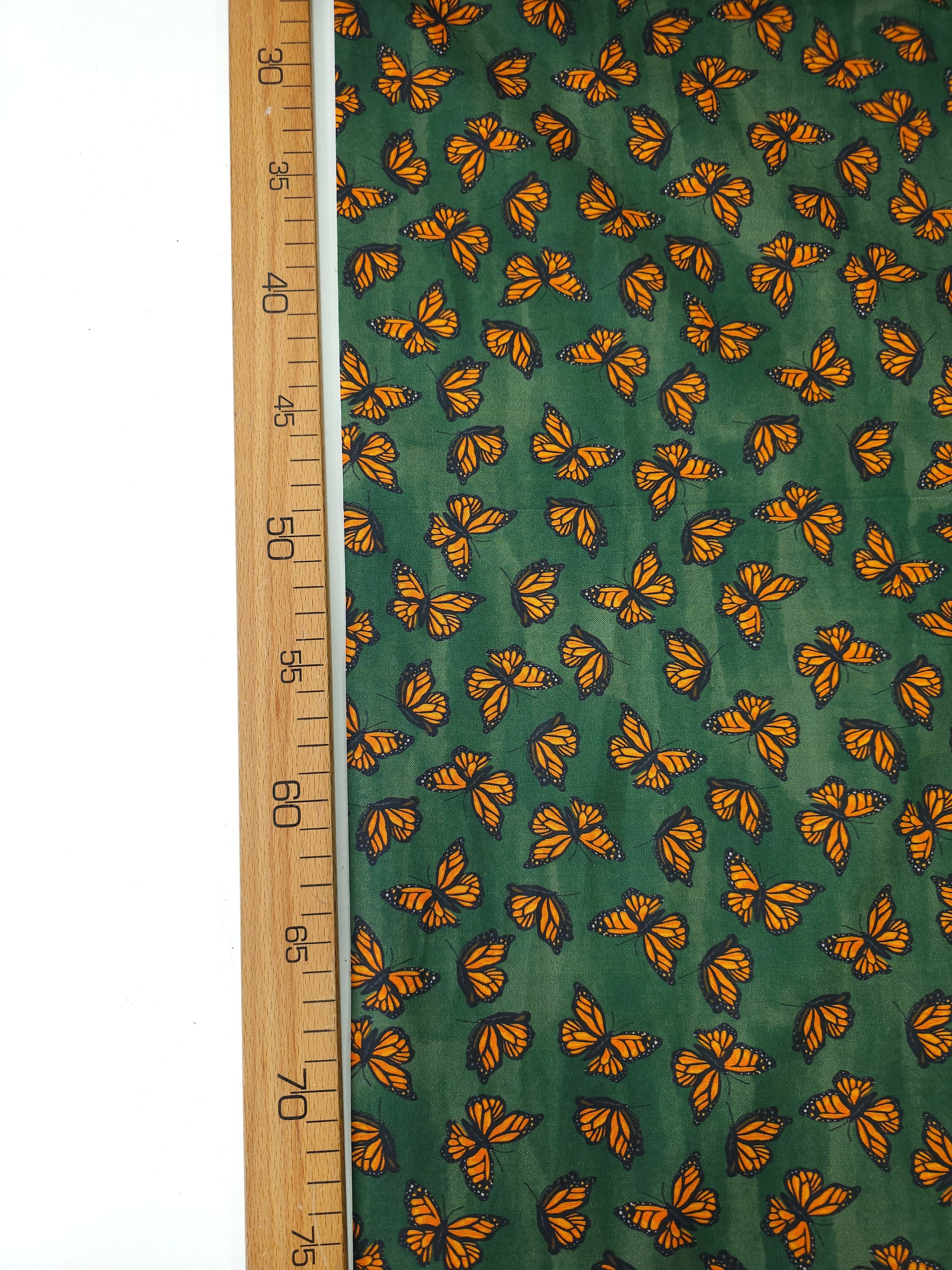 Khaki/Orange Ditsy Butterfly Cotton - Joann