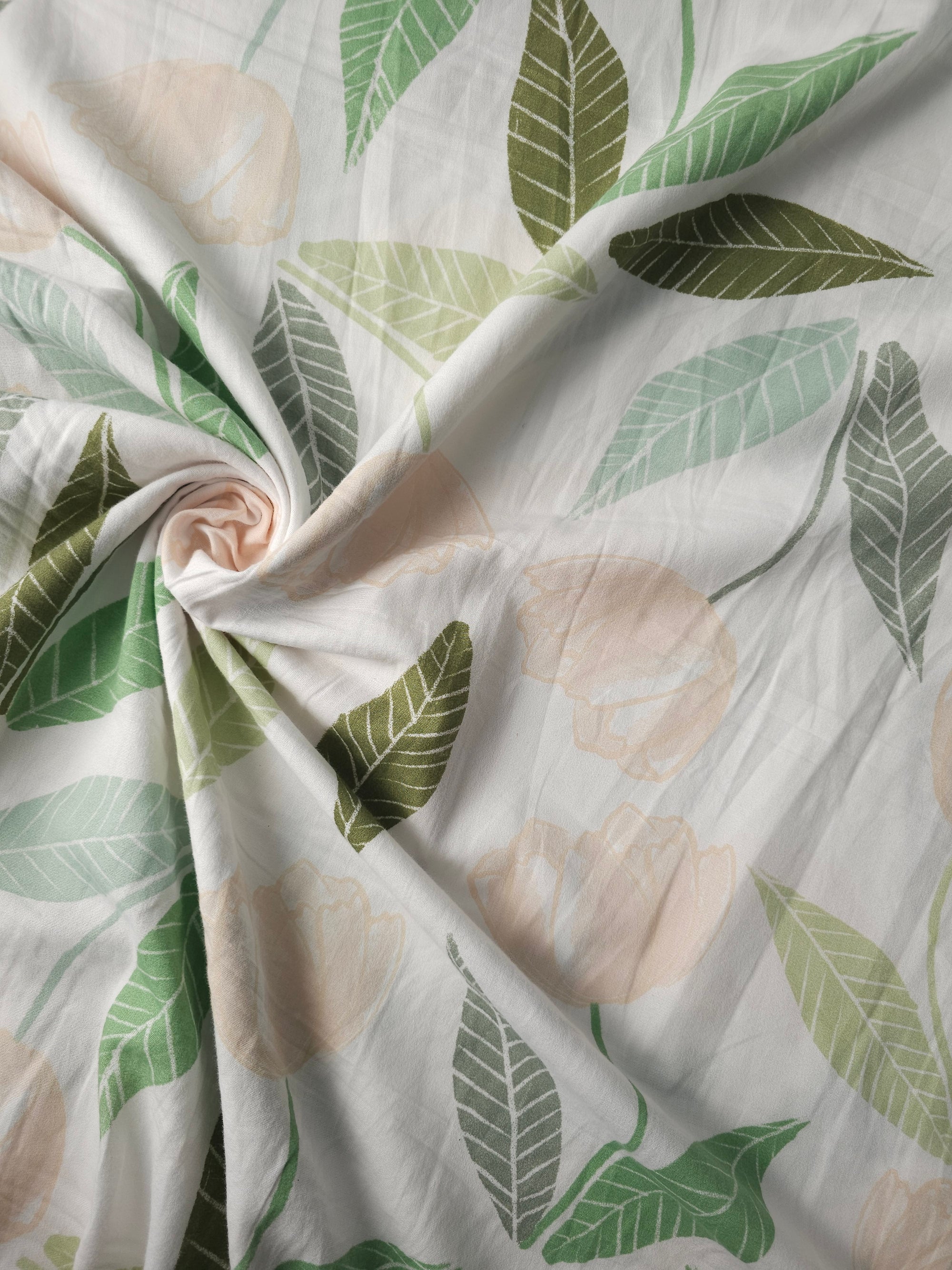 Peach Large Tulip Leaf 100% Cotton