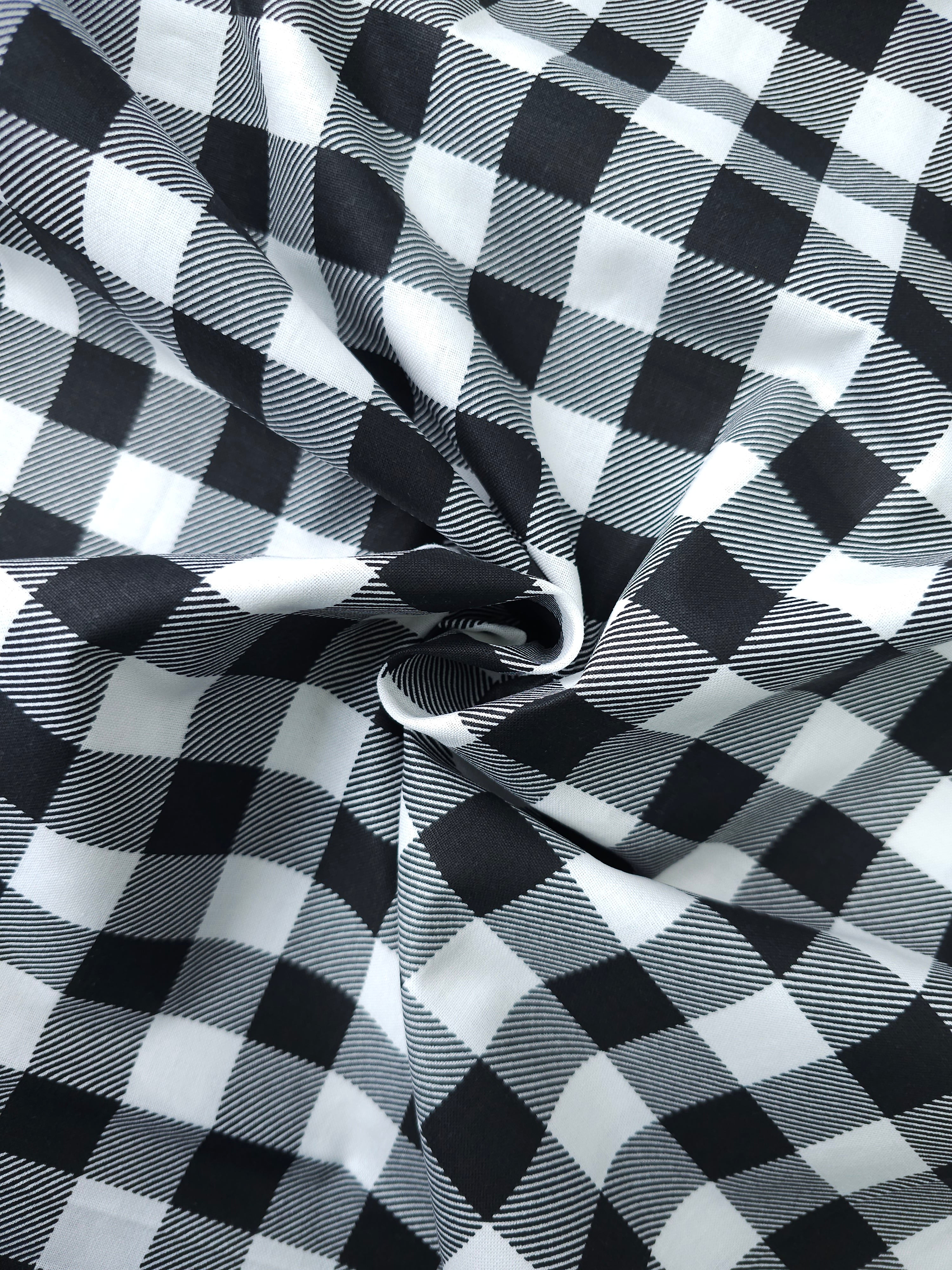 Black/White Gingham 100% Cotton