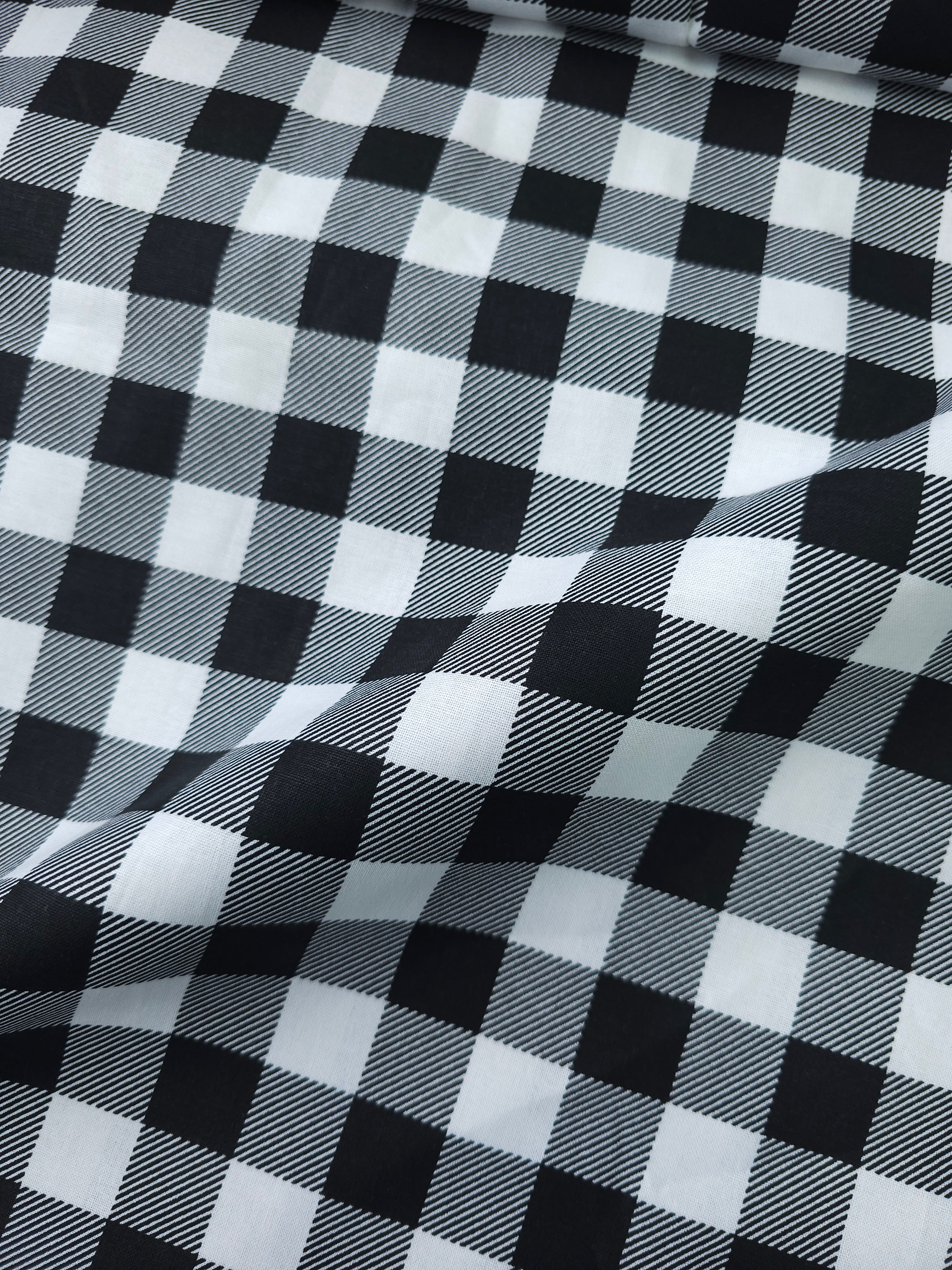 Black/White Gingham 100% Cotton