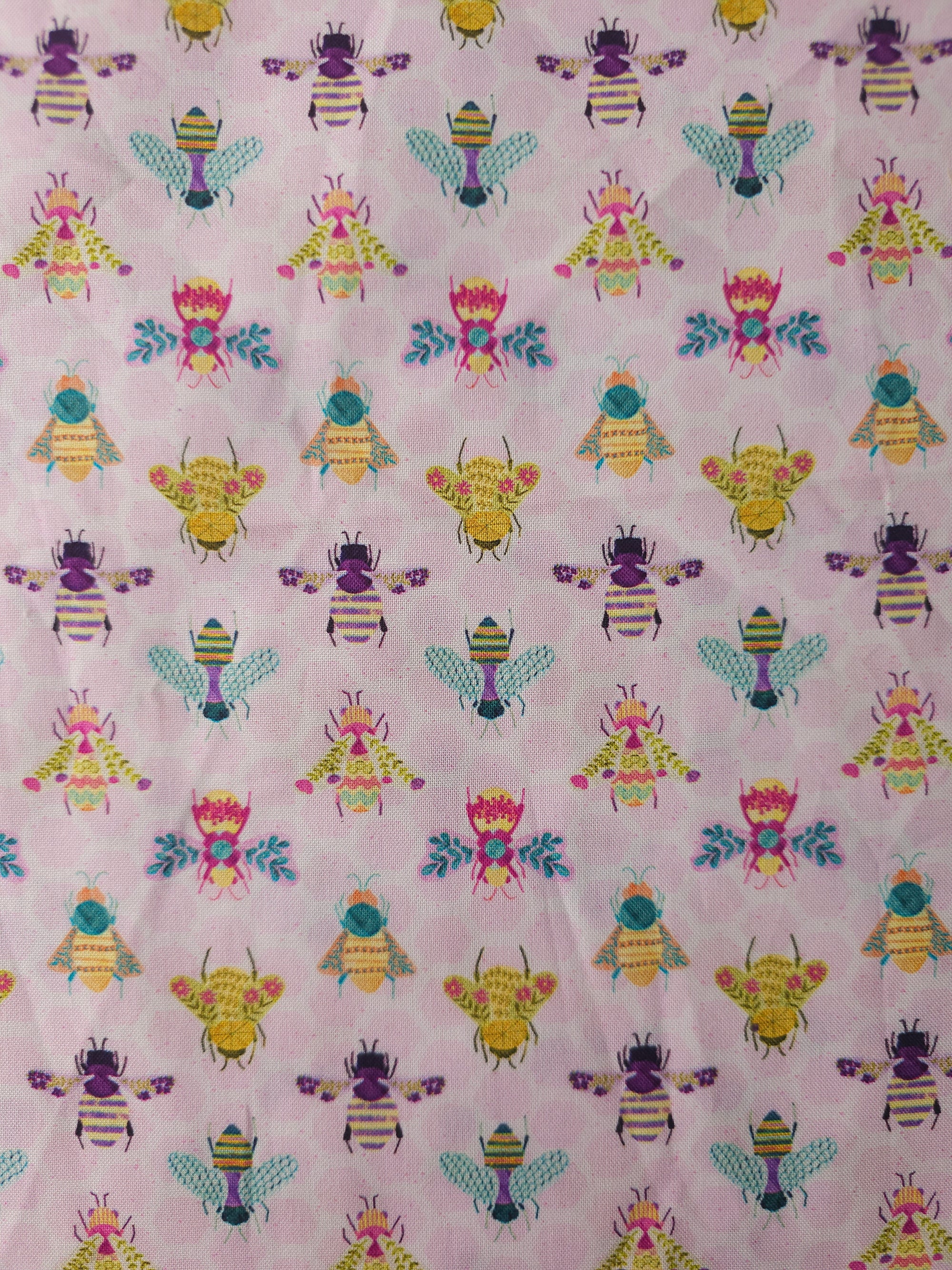 Light Pink Queen Bees 100% Cotton