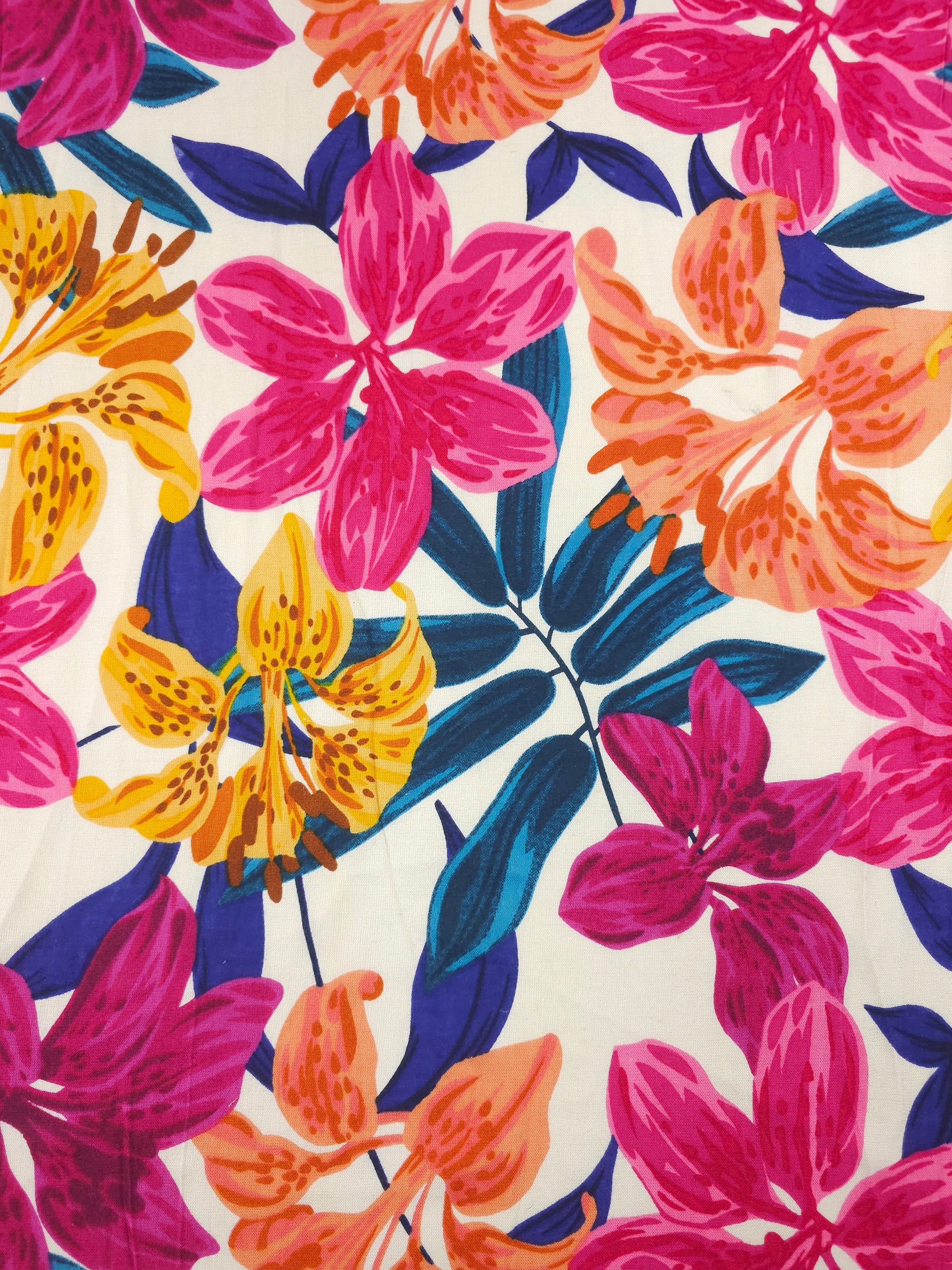 Exotic Palm Floral Viscose Linen