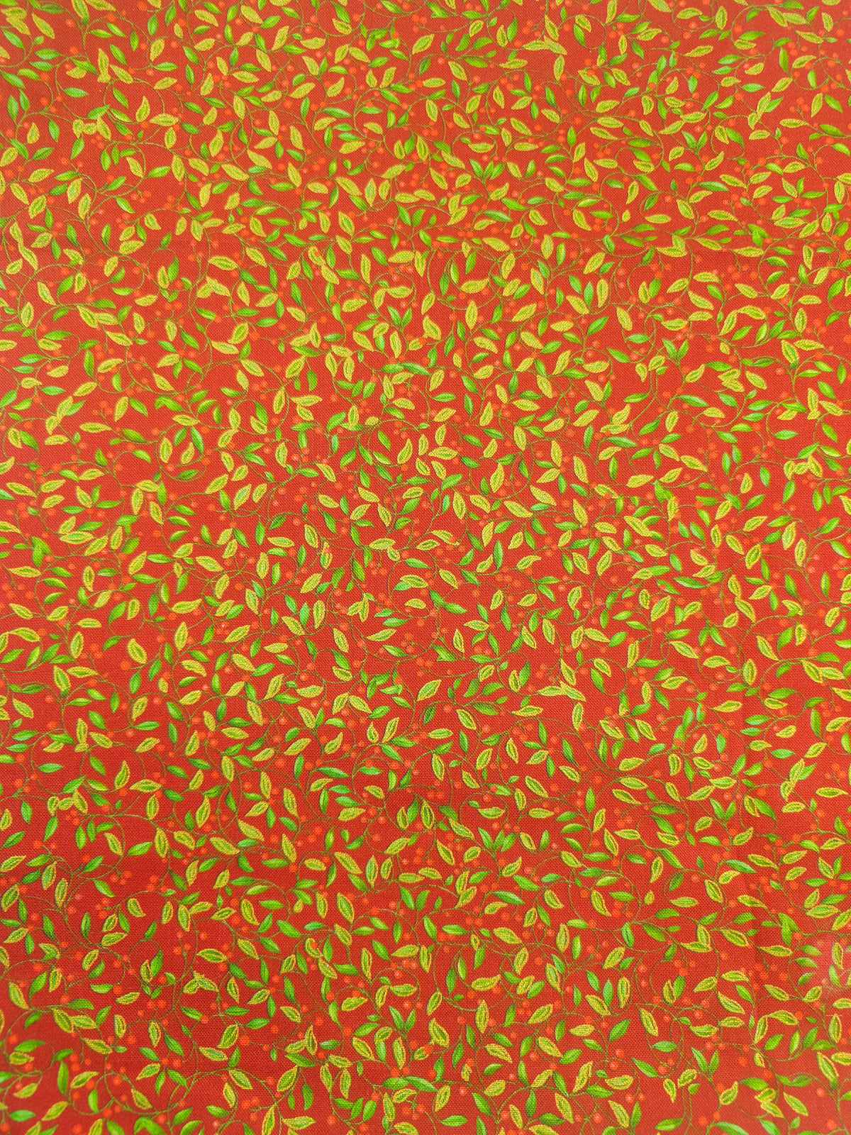 Red Christmas holly Cotton- 1.5m piece
