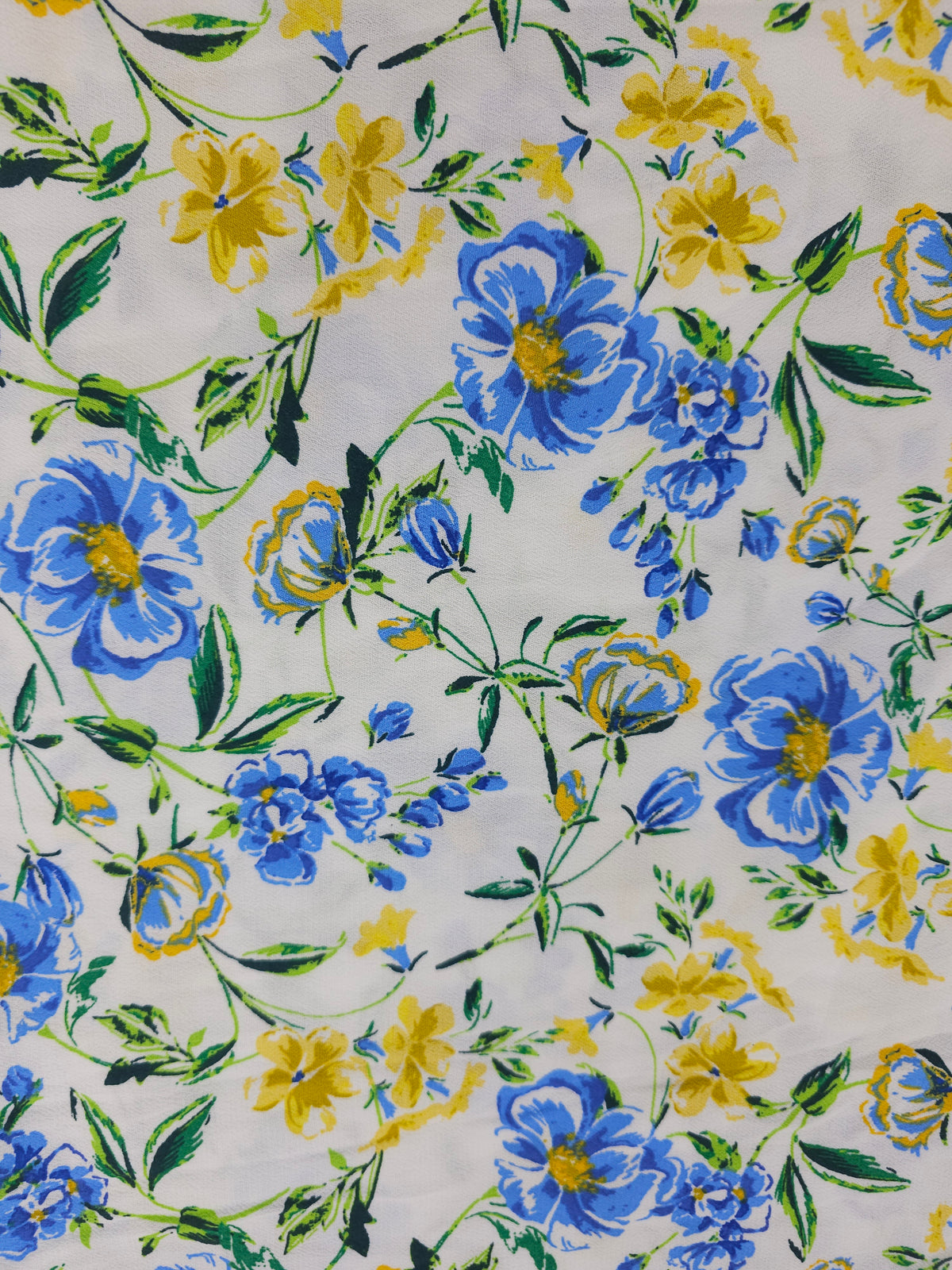 Blue yellow spring Viscose Crepe - 2.4m piece