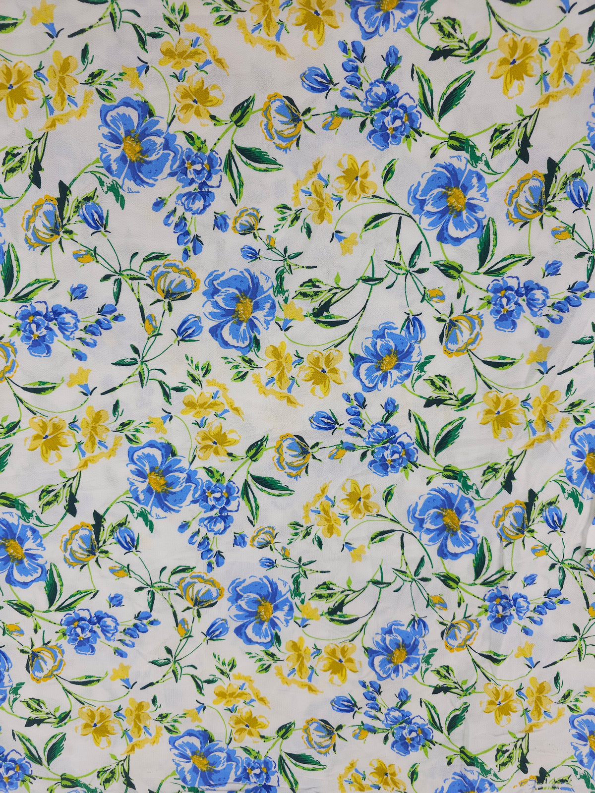 Blue yellow spring Viscose Crepe - 2.4m piece