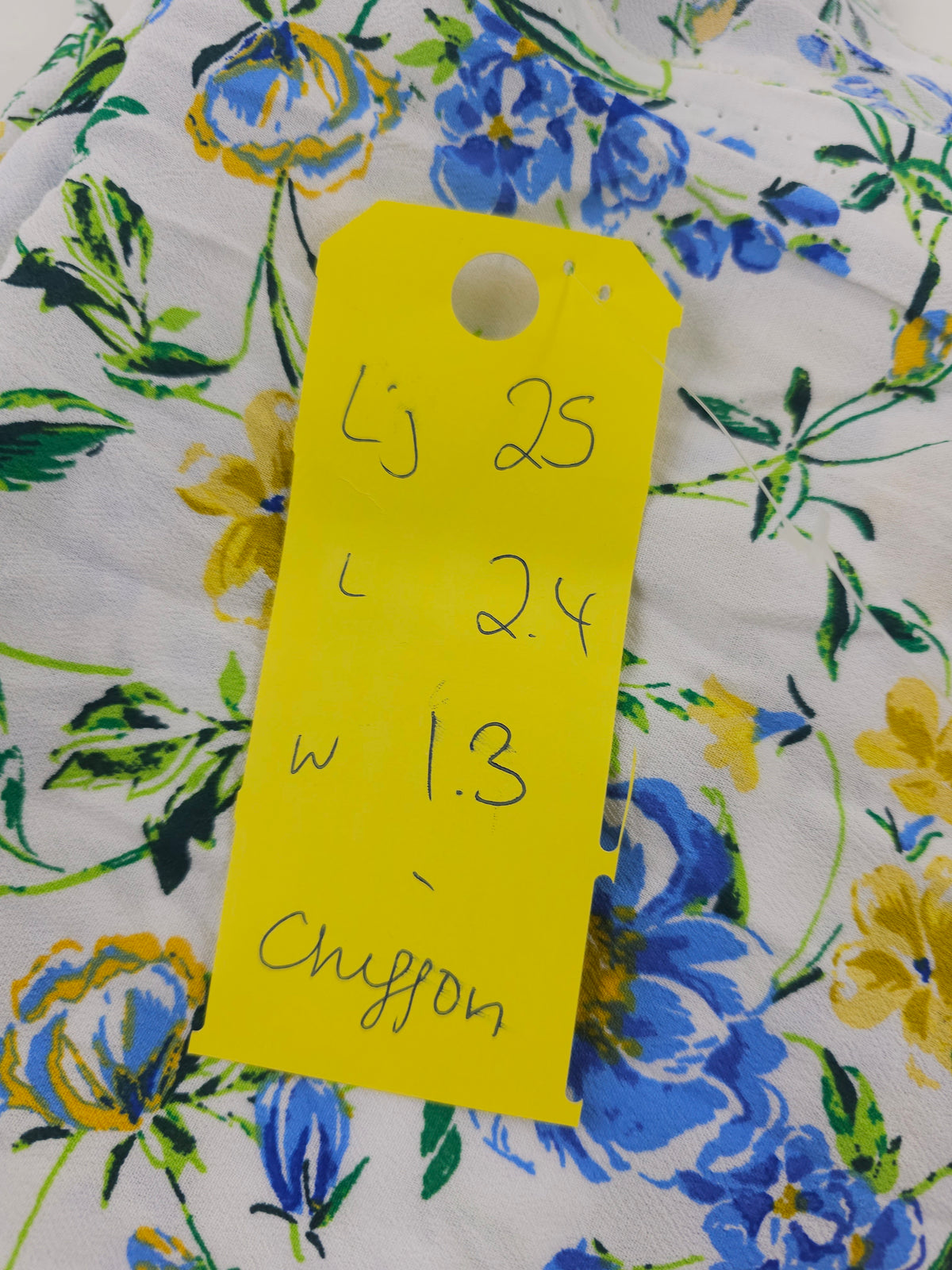 Blue yellow spring Viscose Crepe - 2.4m piece