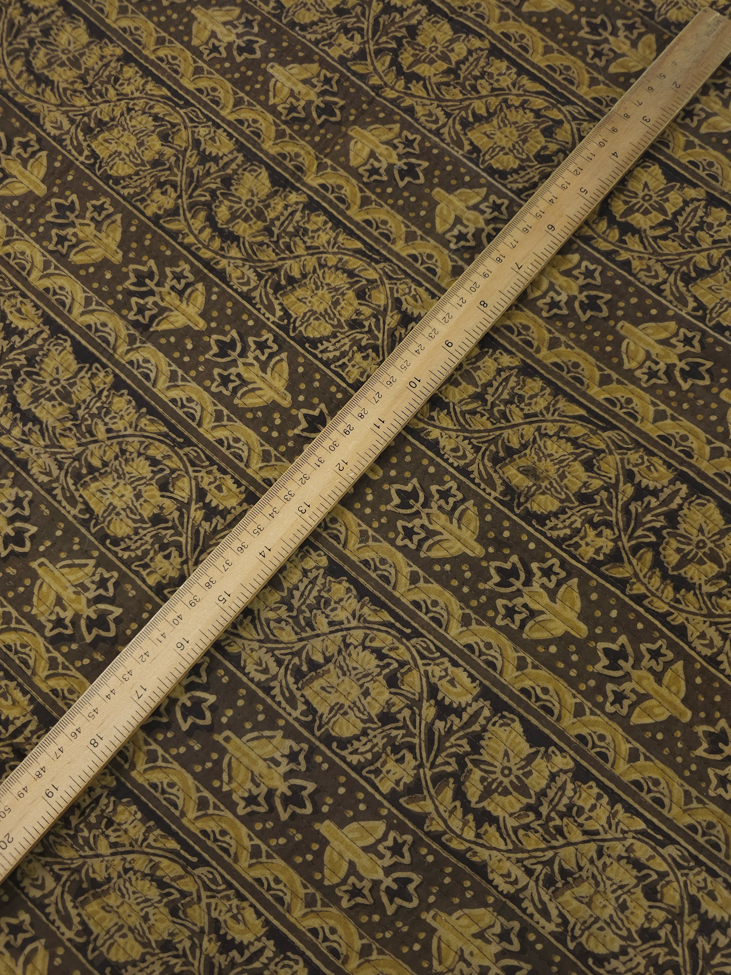 Brown/Muted Gold Vintage Stripe Quilted Block Print