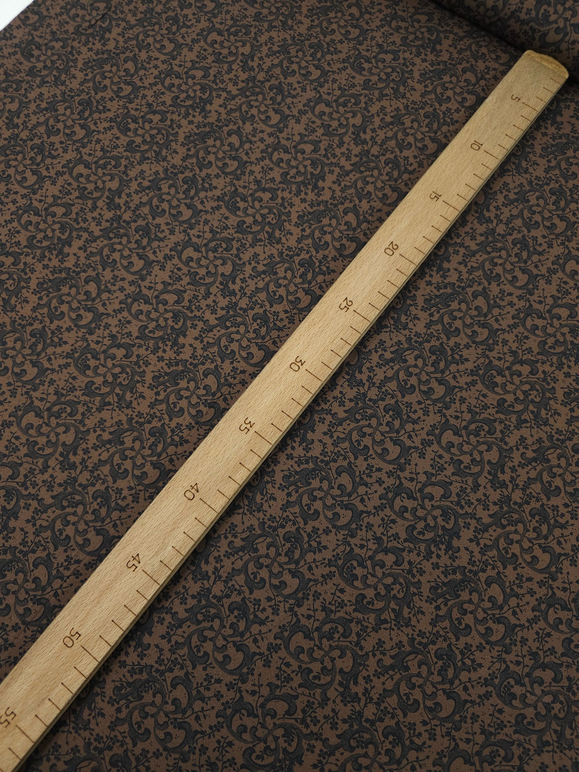 Brown/Black Classique Spiral Floral 100% Cotton 102" *EXTRA WIDE*