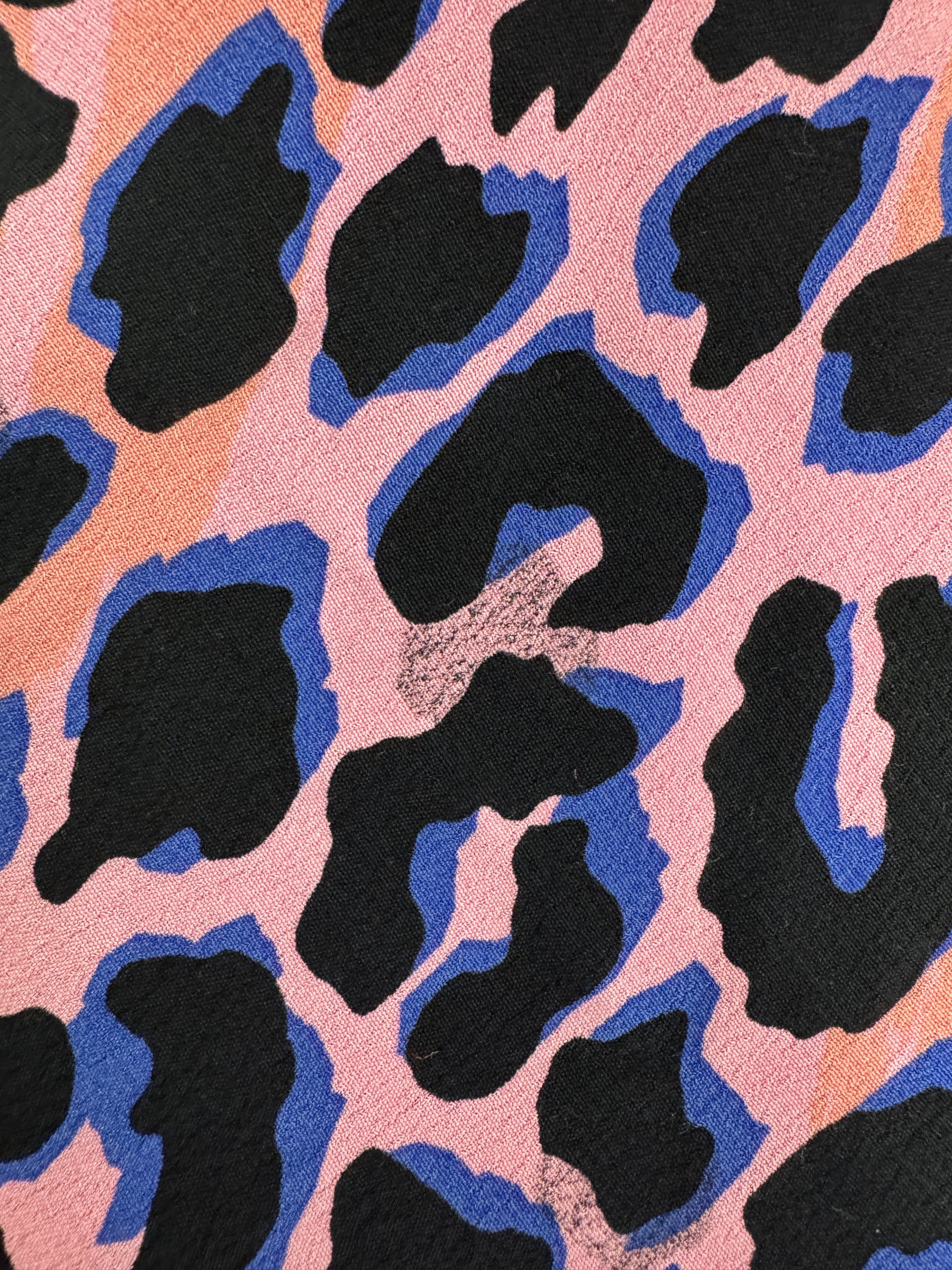 Pink/Blue Abstract Leopard Viscose Crepe - 2.30m Piece *DEFECT* *SCAMP & DUDE*