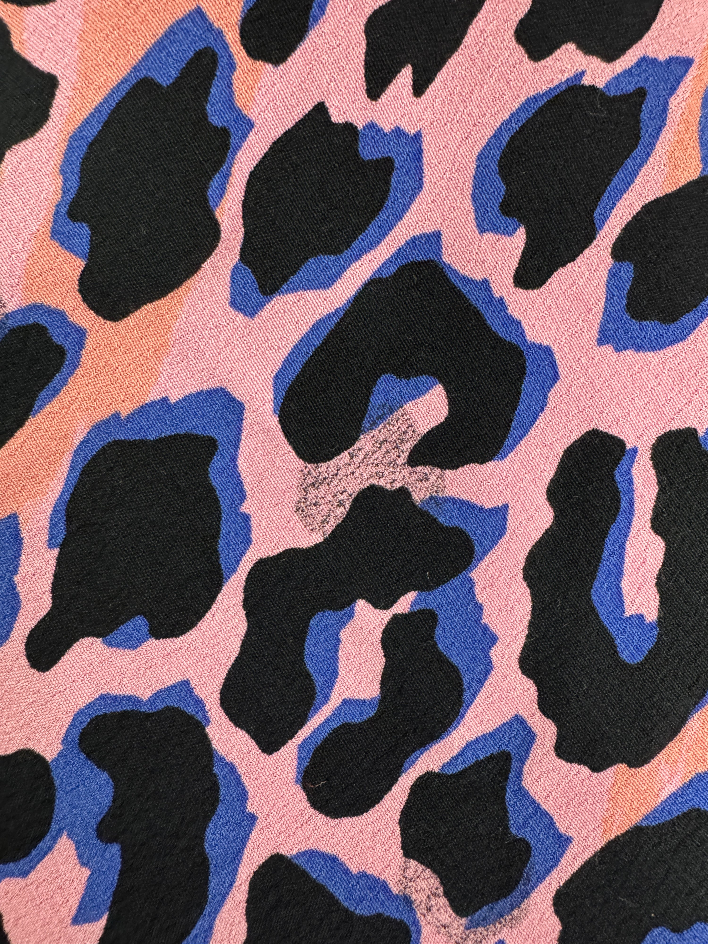 Pink/Blue Abstract Leopard Viscose Crepe - 2.30m Piece *DEFECT* *SCAMP & DUDE*