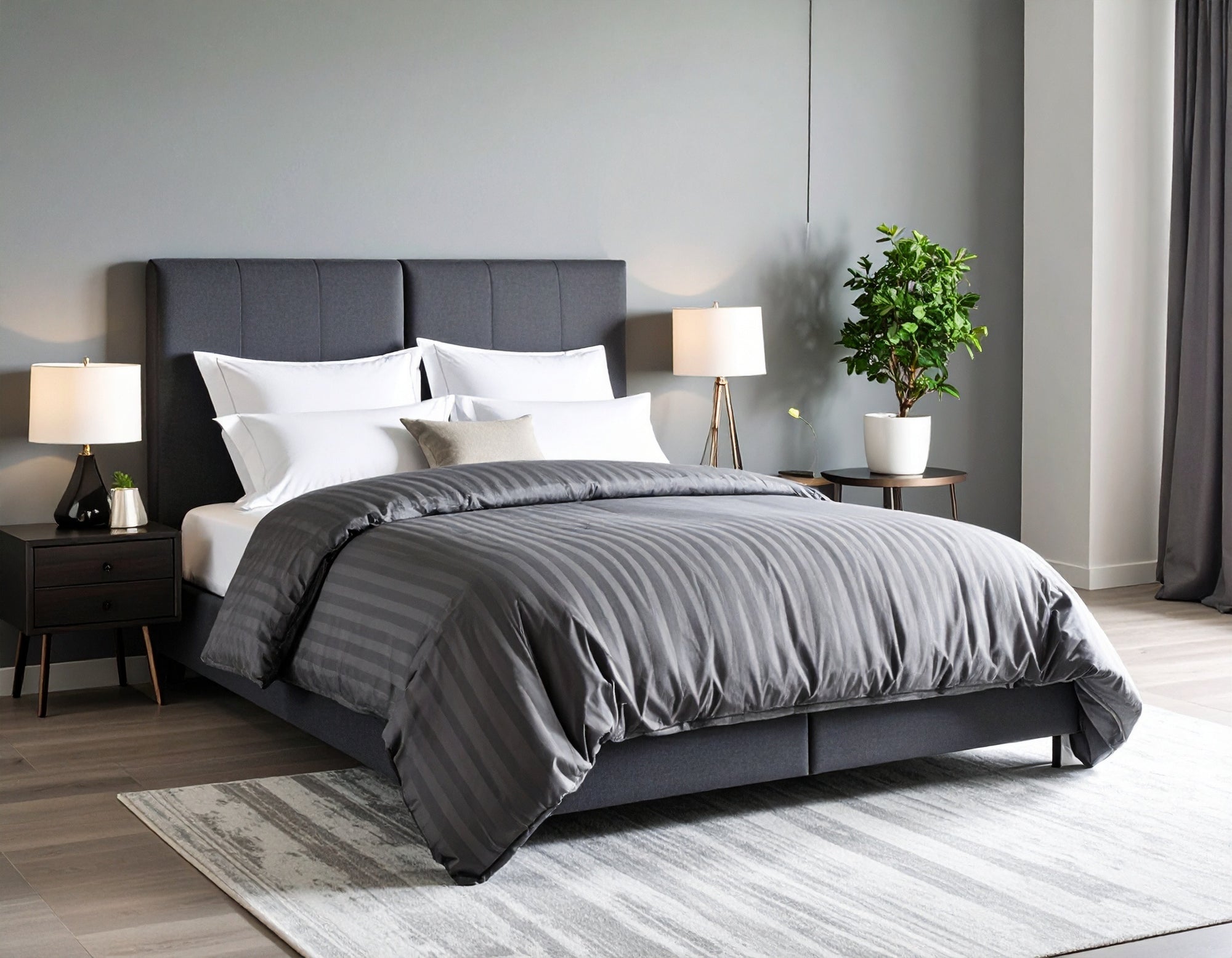 Dark Grey Stripe | Duvet Set | 100% Cotton Sateen *READ DESCRIPTION*