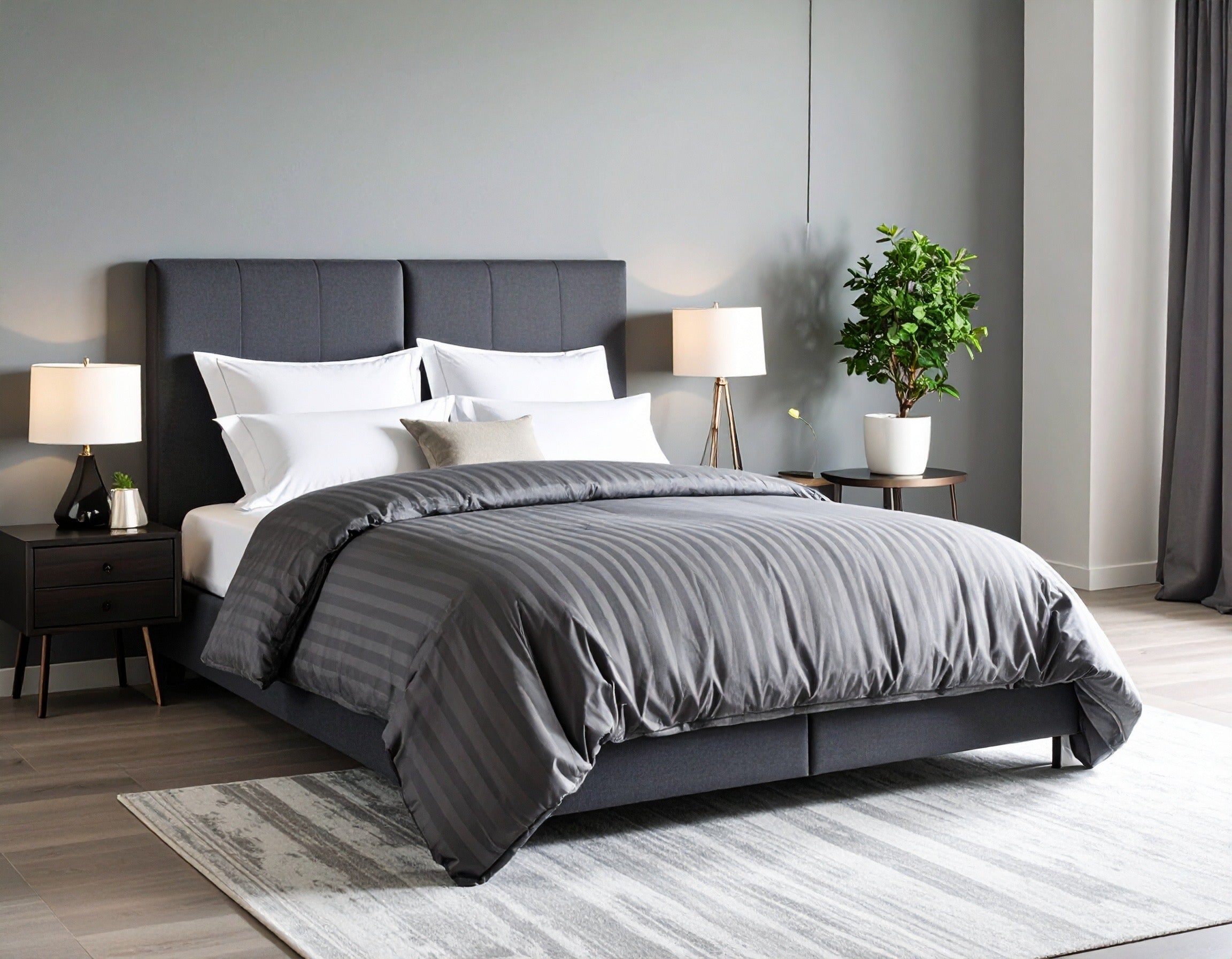 Dark Grey Stripe | Duvet Set | 100% Cotton Sateen *READ DESCRIPTION*