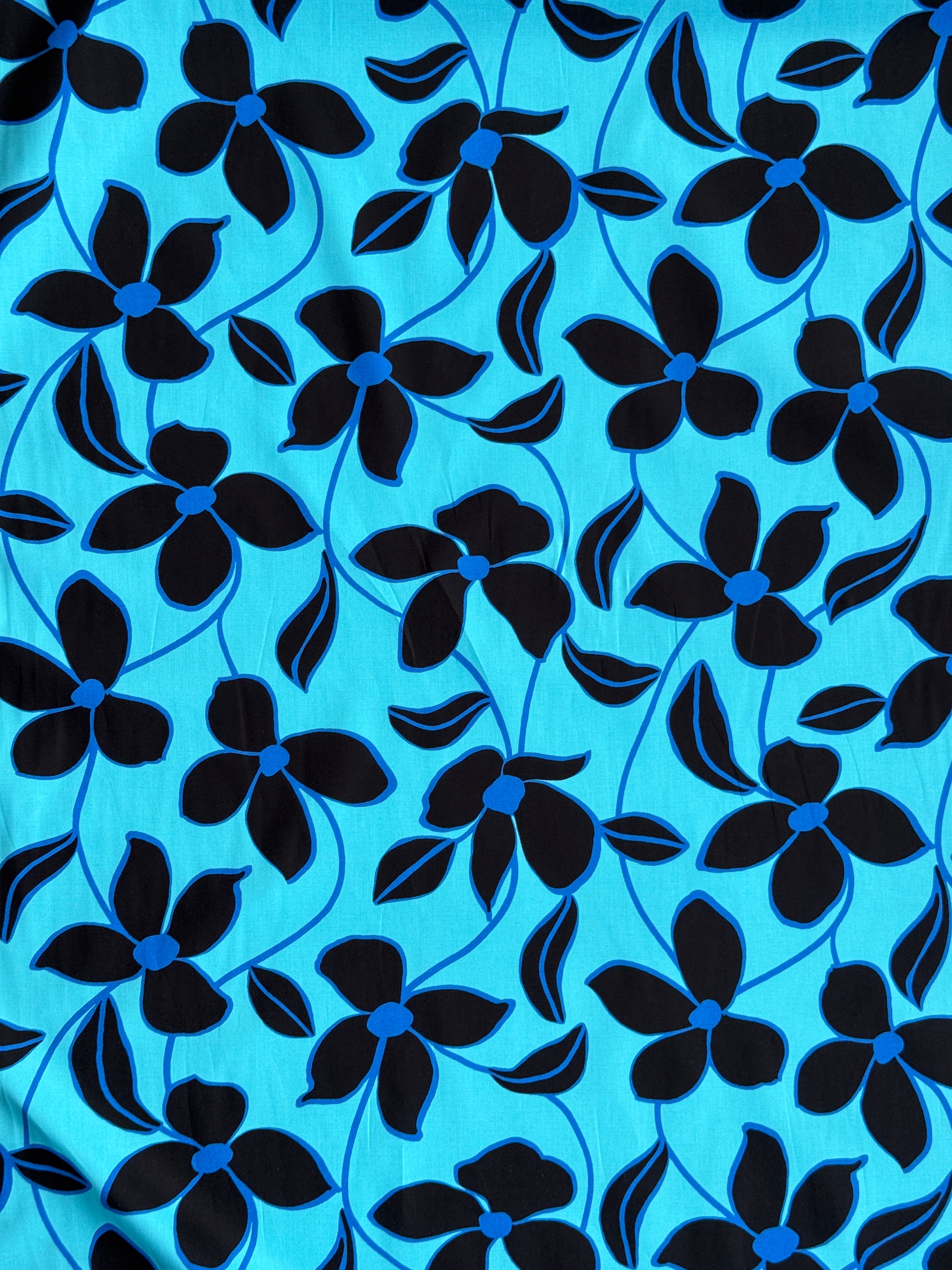 *PRE ORDER* Turquoise Blue Floral Vine Cotton Poplin